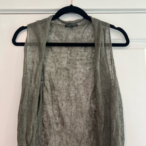 Eileen Fisher Women's Linen Sleeveless Cardigan‎ Green Lightweight Size Large - Picture 3 of 6